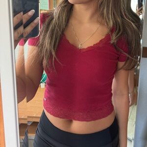 Hollister women’s red lace T-shirt size XS